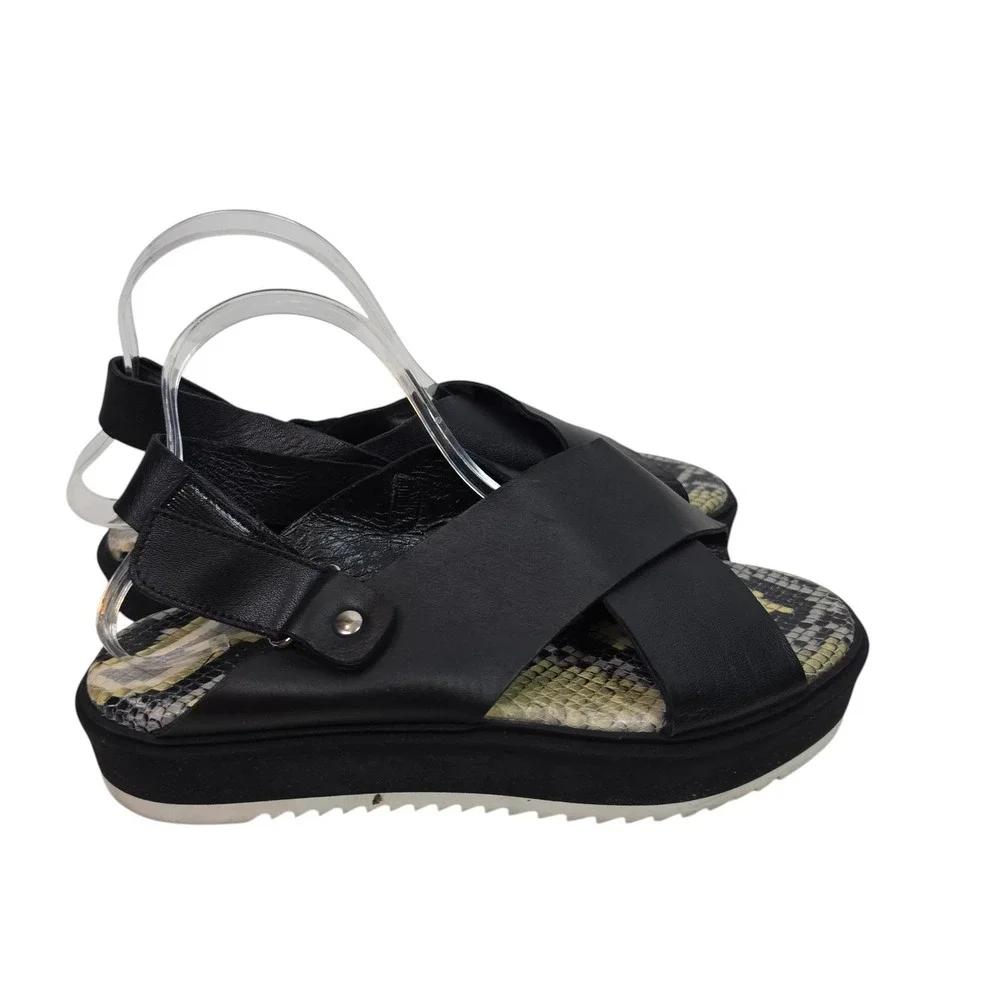 AGL Maya Crisscross Sandals Womens 9.5 39.5 Black Leather Slingback Platform